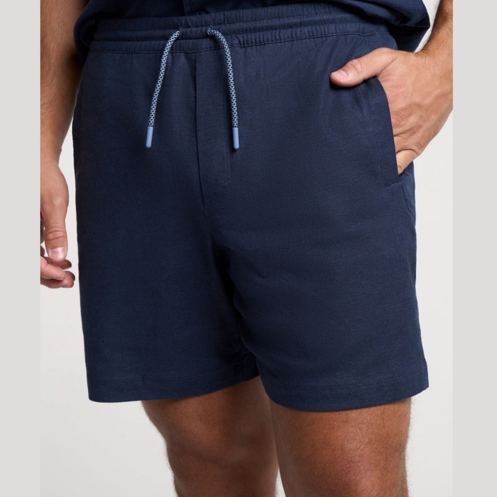 Birddogs Tech Linen Shorts Navy S 7" Inseam Linen Blend